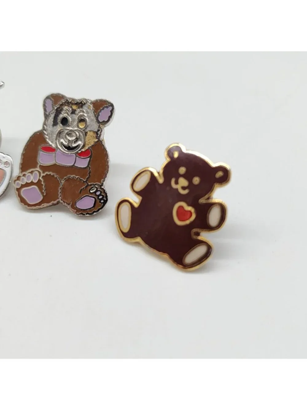 Vintage Animal Lapel Pins Bunny Rabbits & Bears Enamel Gold-Plated Backings - Picture 5 of 6